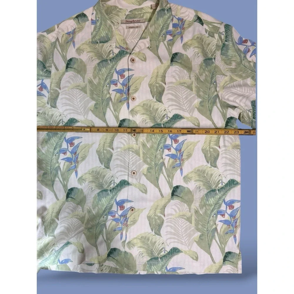 Tommy Bahama 100% Silk Tropical Leaf & Bird of Paradise Camp Shirt Size L